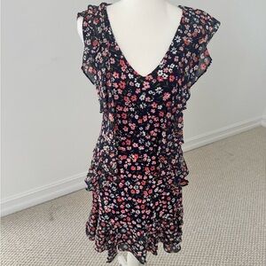Michael Kors Black and Pink Floral Mini Dress